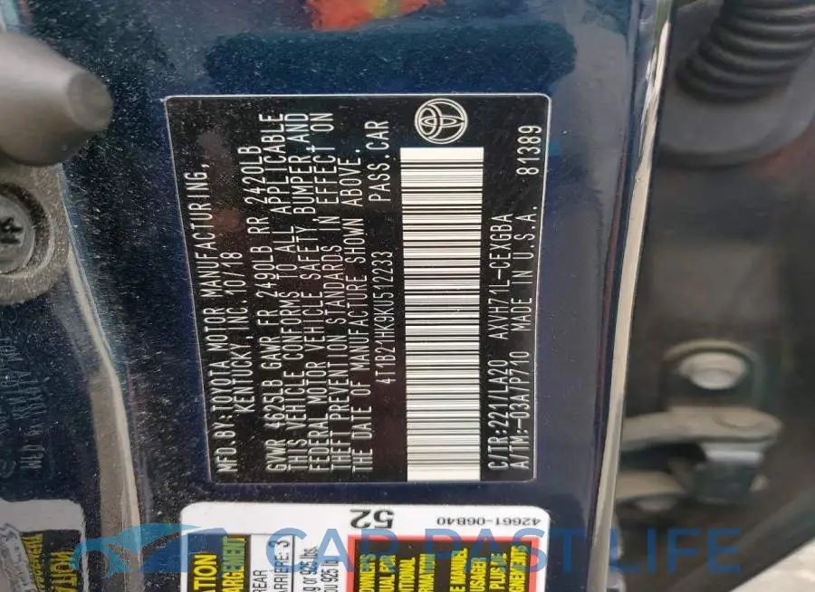 4T1B21HK9KU512233# 12