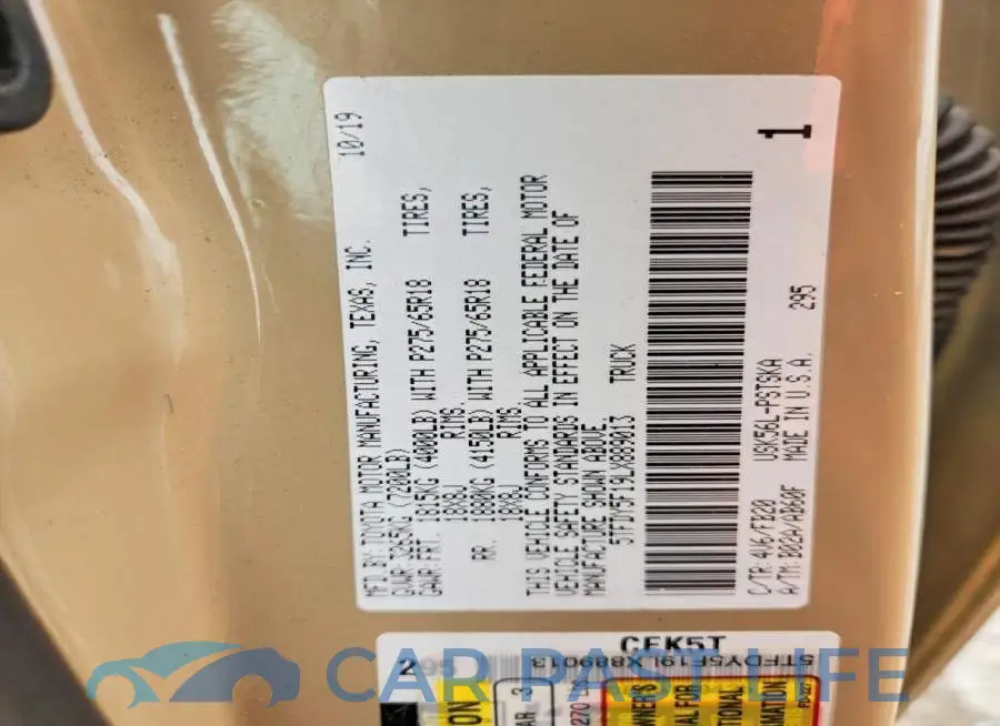 5TFDY5F19LX889013# 12