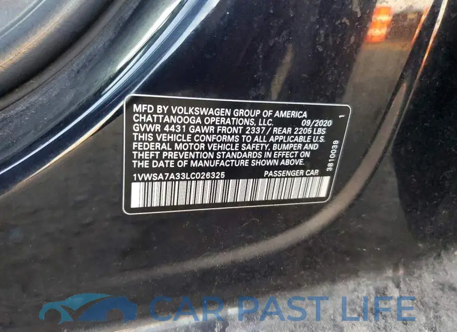 1VWSA7A33LC026325# 12