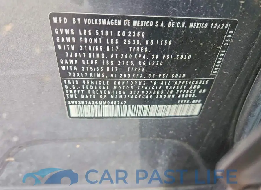 3VV3B7AX6MM048747# 13