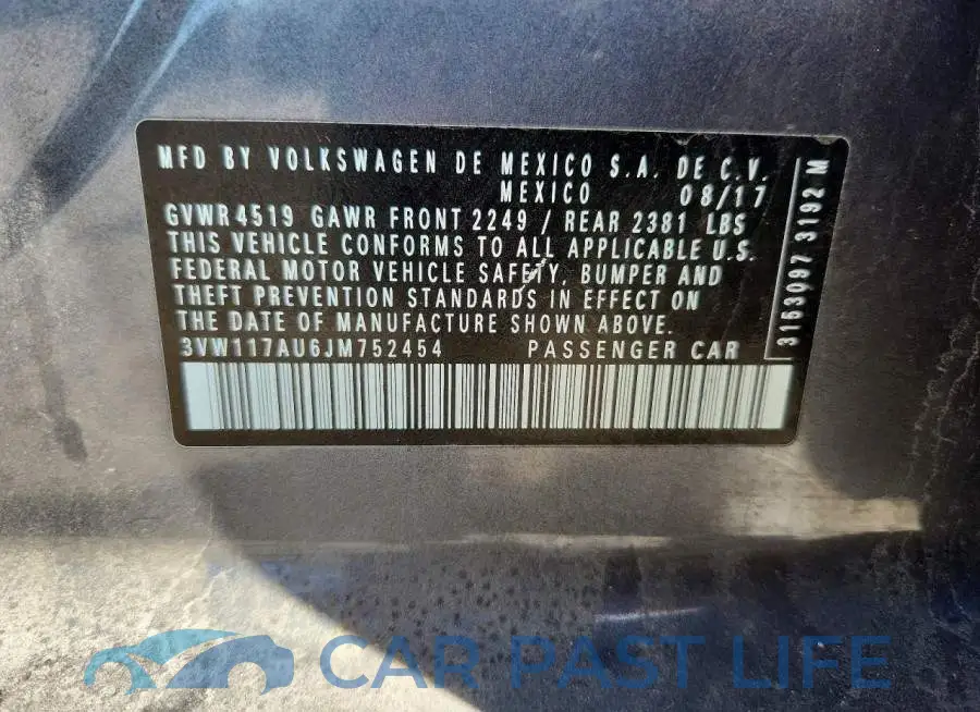 3VW117AU6JM752454# 12