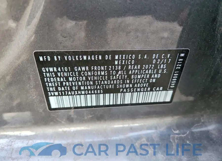 3VW117AUXHM044685# 13