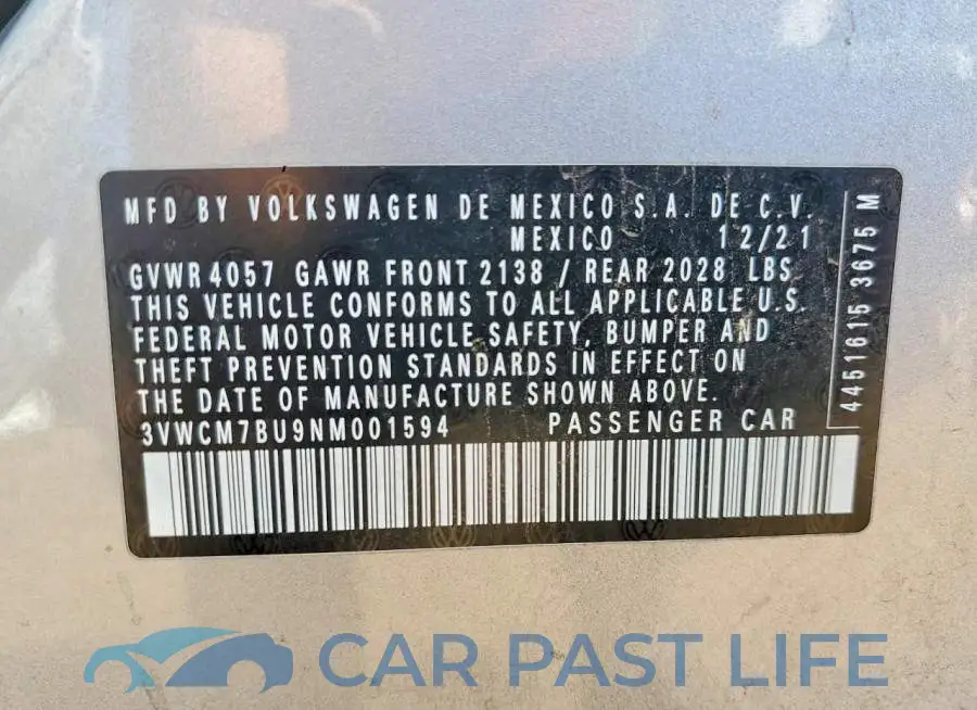 3VWCM7BU9NM001594# 12
