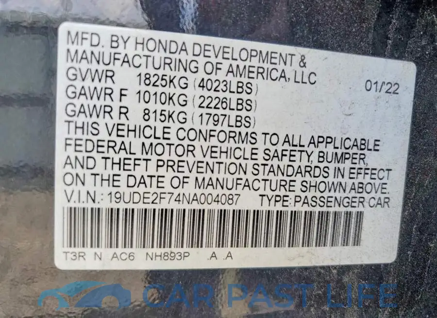 19UDE2F74NA004087# 12