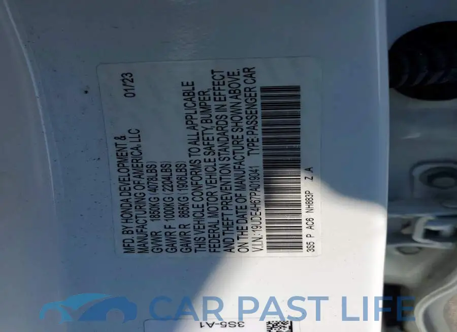 19UDE4H67PA019041# 12