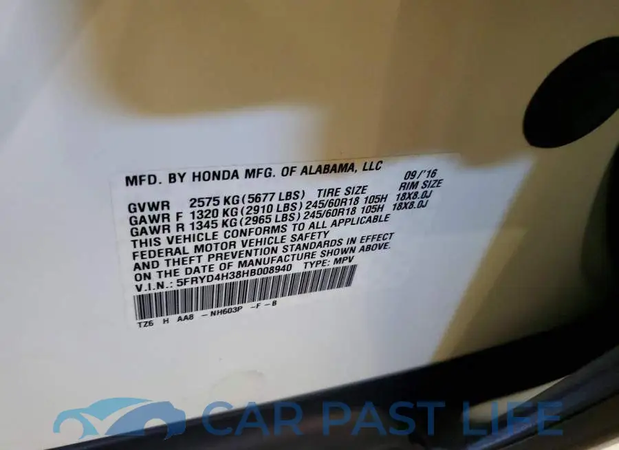 5FRYD4H38HB008940# 14