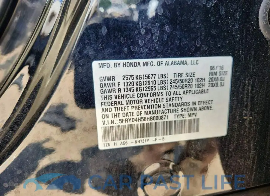 5FRYD4H56HB000871# 13