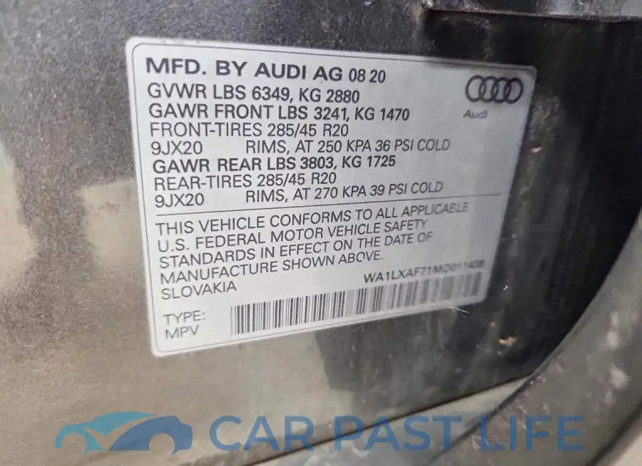 WA1LXAF71MD011438# 13