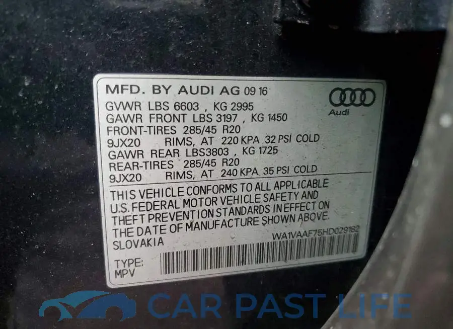 WA1VAAF75HD029182# 13