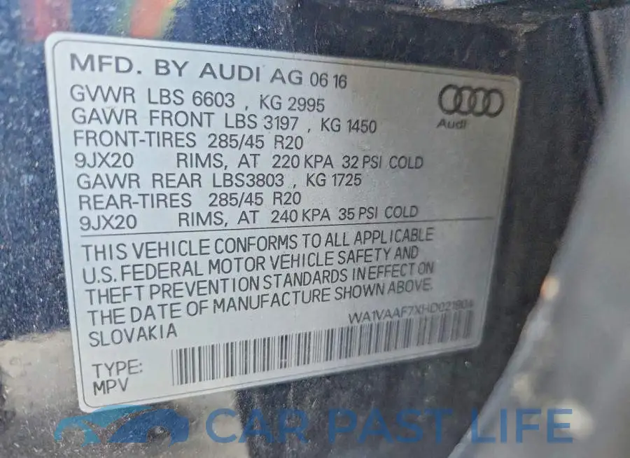 WA1VAAF7XHD021904# 13
