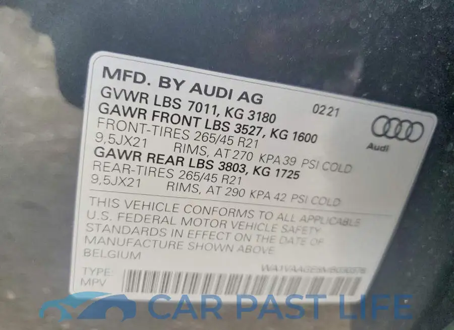 WA1VAAGE8MB030376# 13