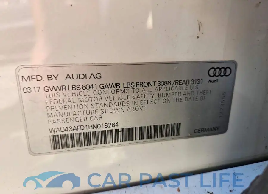 WAU43AFD1HN018284# 12