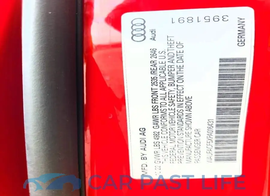 WAUFACF5XPA016431# 12