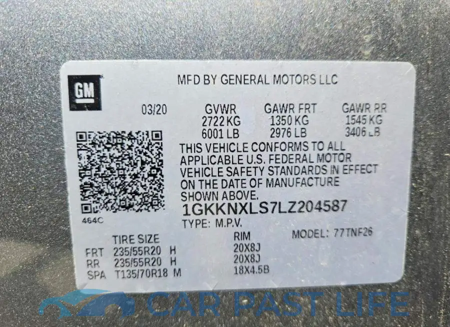 1GKKNXLS7LZ204587# 13