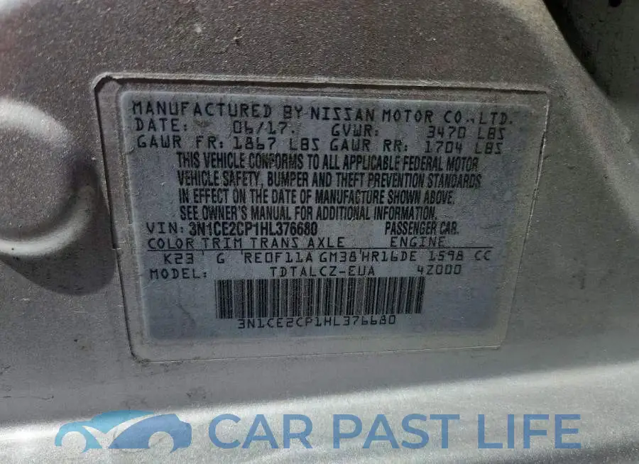 3N1CE2CP1HL376680# 12
