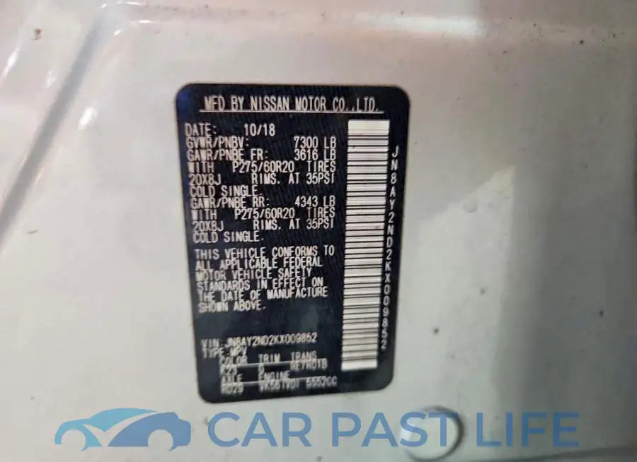 JN8AY2ND2KX009852# 12