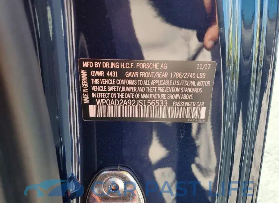 WP0AD2A92JS156533# 12