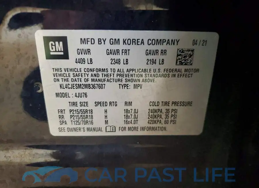 KL4CJESM2MB367607# 12