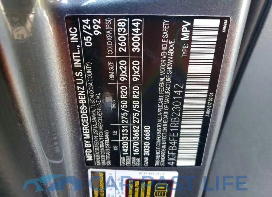 4JGFB4FE1RB230142# 14