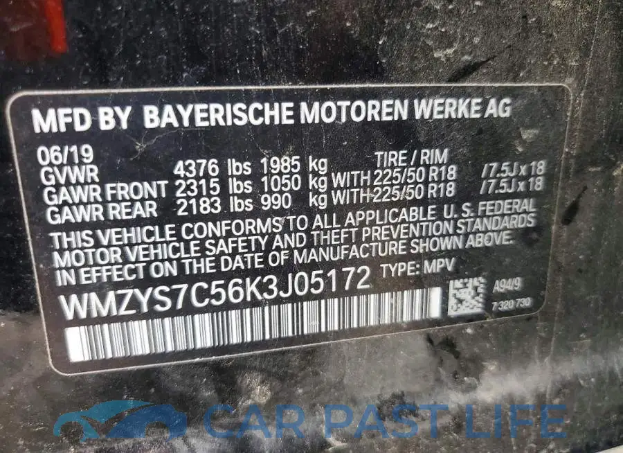 WMZYS7C56K3J05172# 13