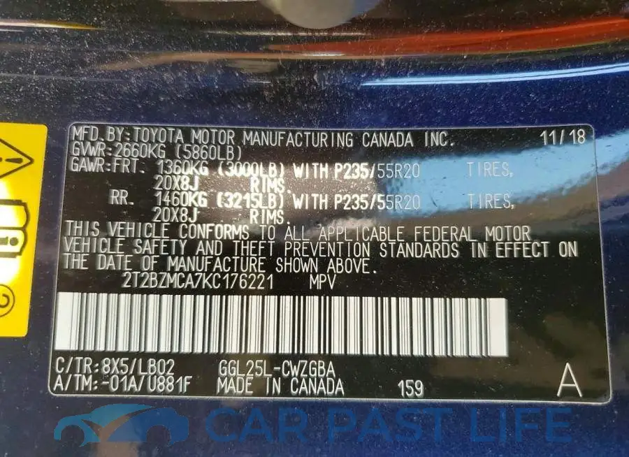 2T2BZMCA7KC176221# 13