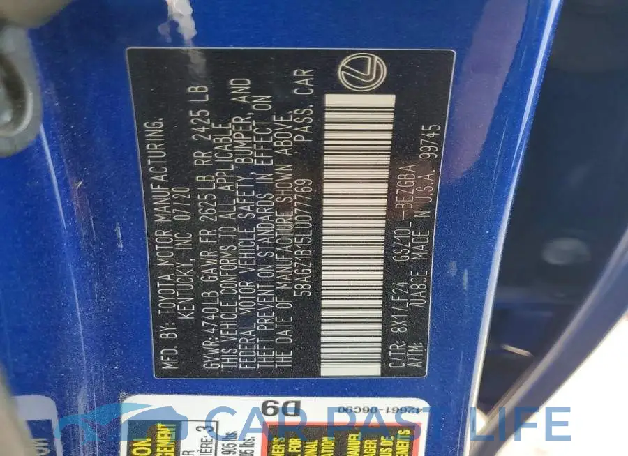 58AGZ1B15LU077769# 13