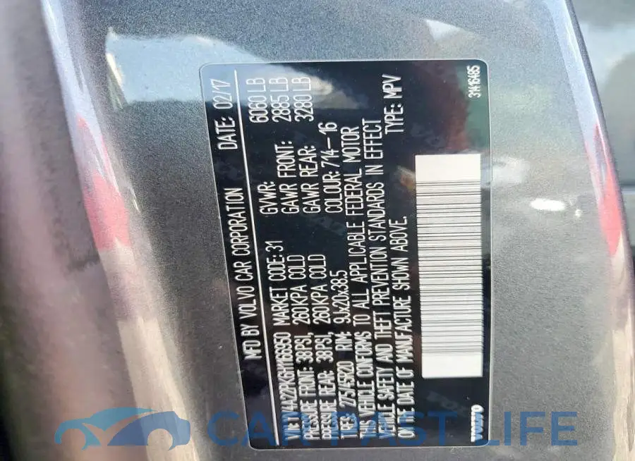 YV4A22PK6H1166950# 13