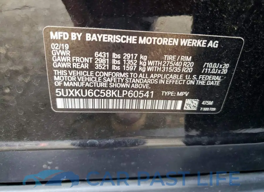 5UXKU6C58KLP60541# 13
