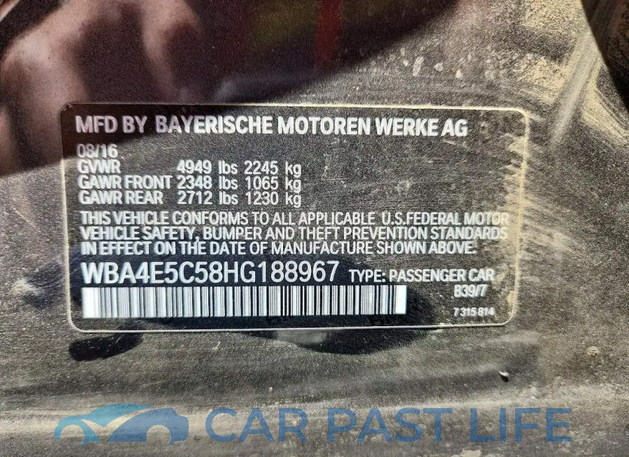 WBA4E5C58HG188967# 12