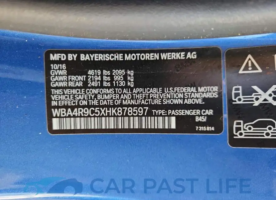 WBA4R9C5XHK878597# 12