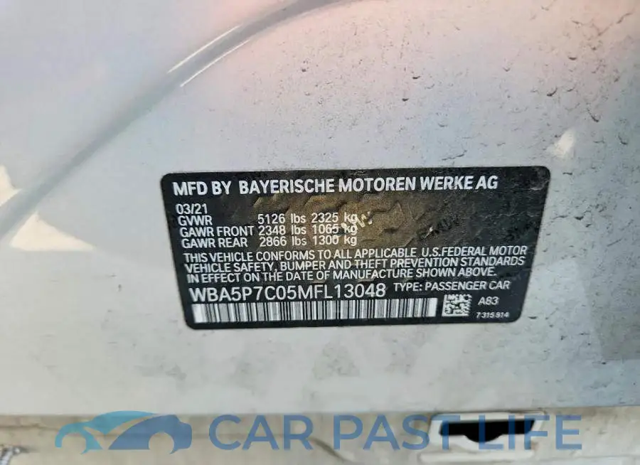 WBA5P7C05MFL13048# 13
