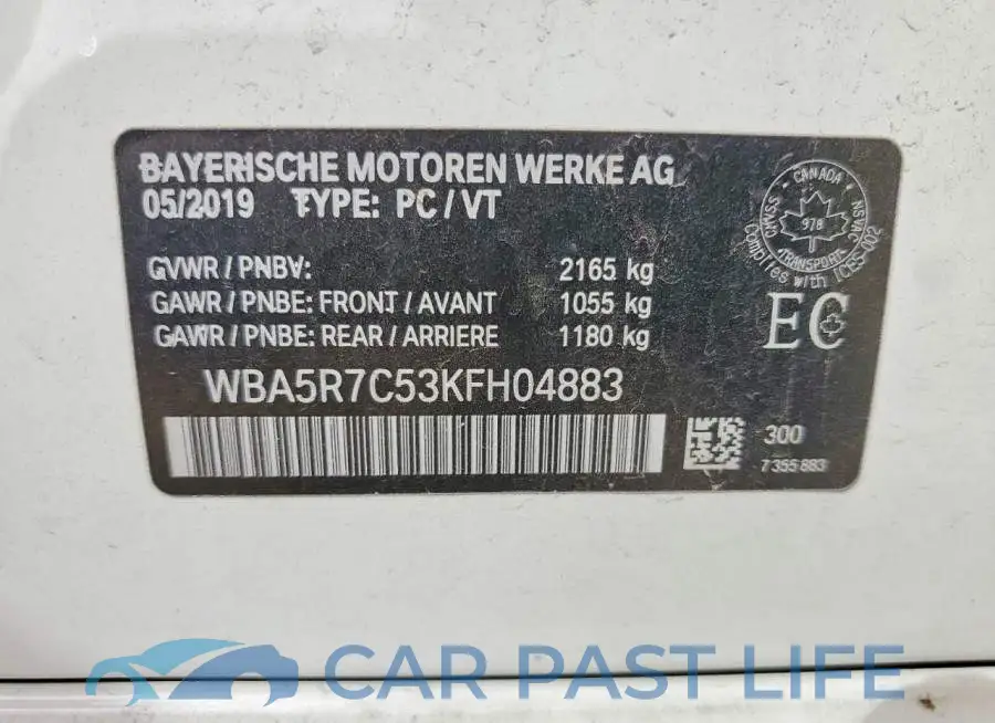 WBA5R7C53KFH04883# 12