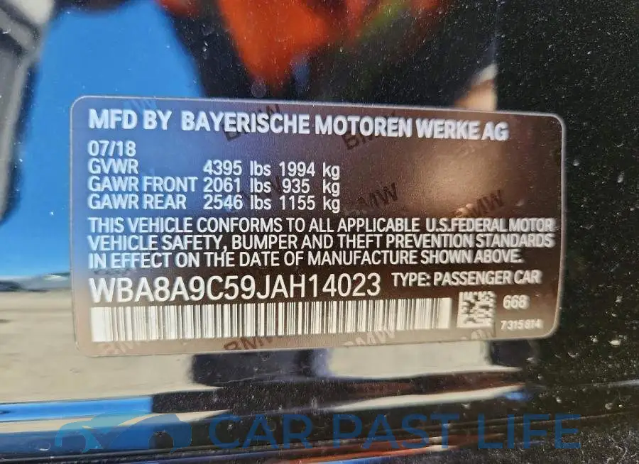WBA8A9C59JAH14023# 12
