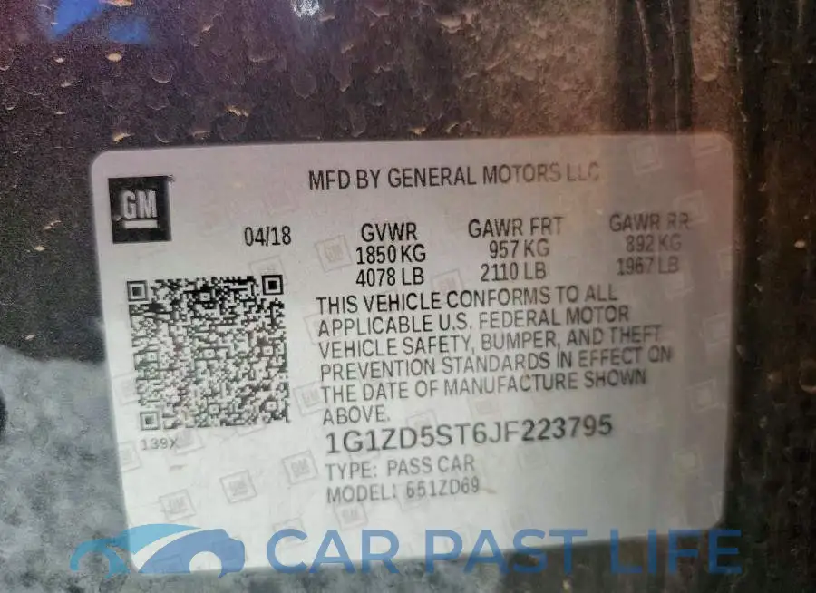 1G1ZD5ST6JF223795# 12