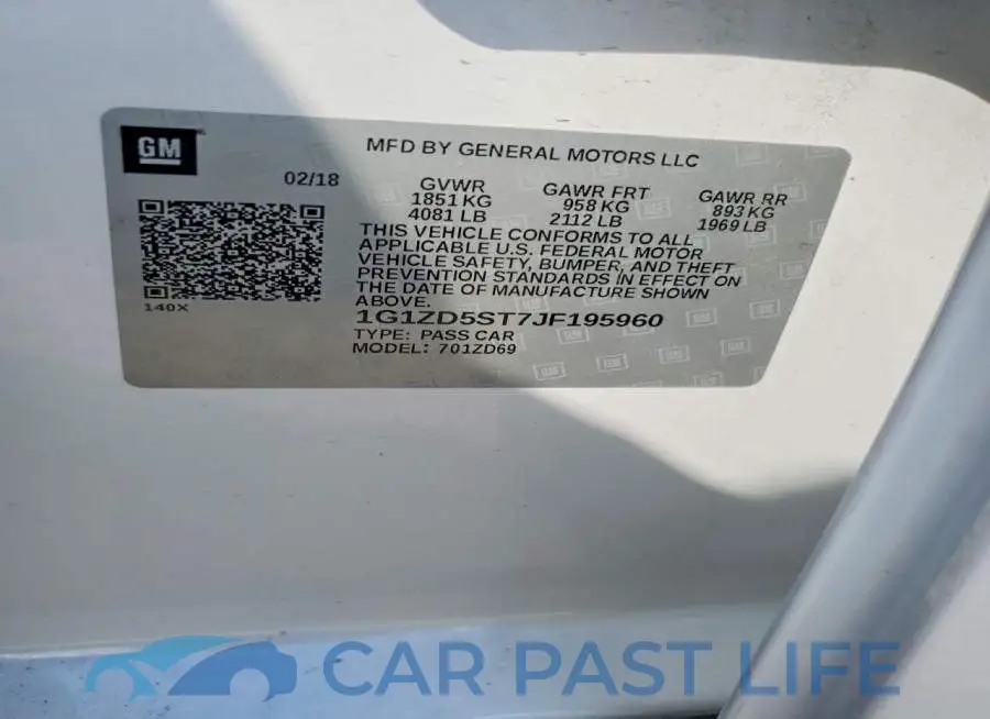 1G1ZD5ST7JF195960# 13