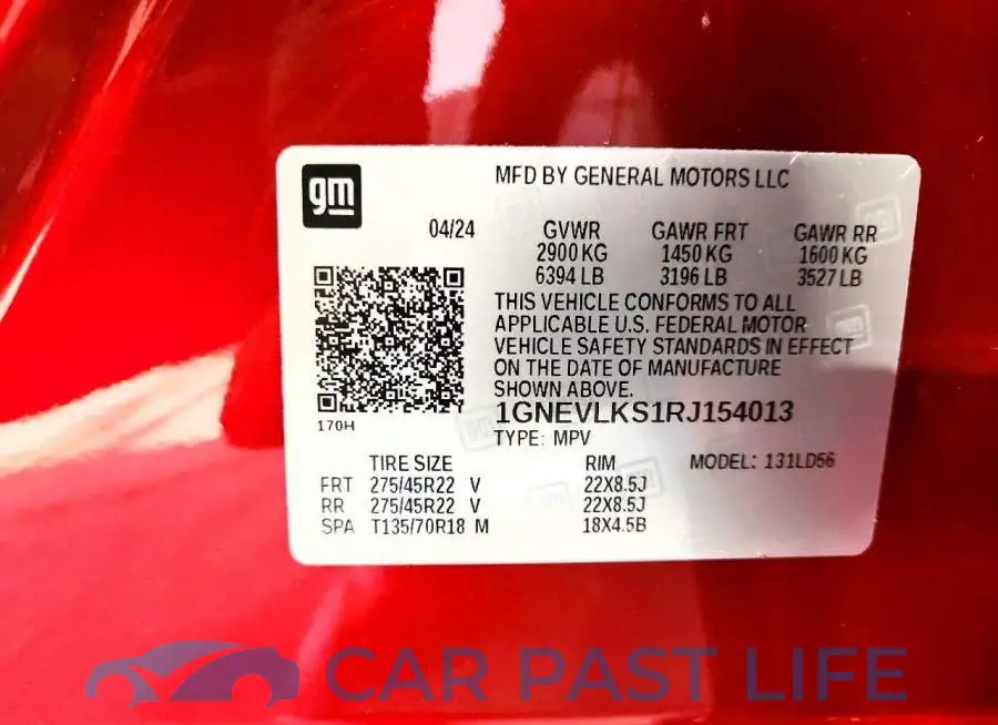 1GNEVLKS1RJ154013# 13