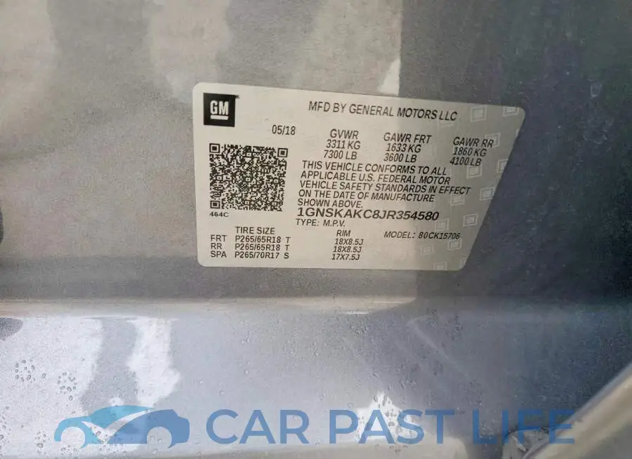 1GNSKAKC8JR354580# 12
