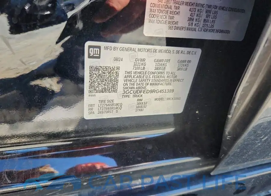 3GCUDFED9RG451389# 12