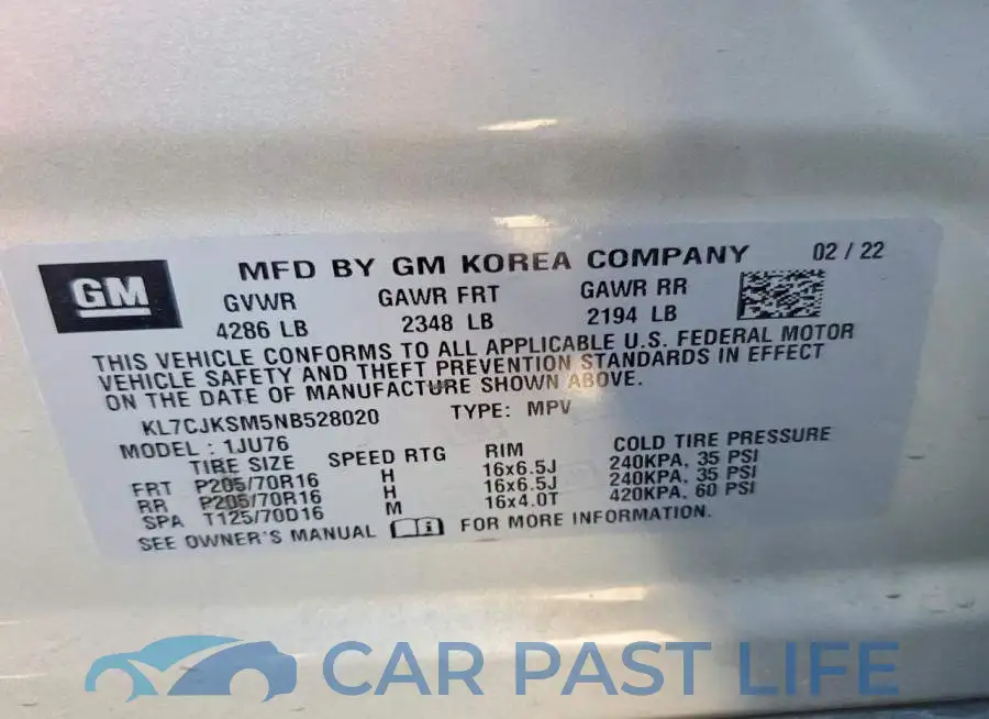 KL7CJKSM5NB528020# 12
