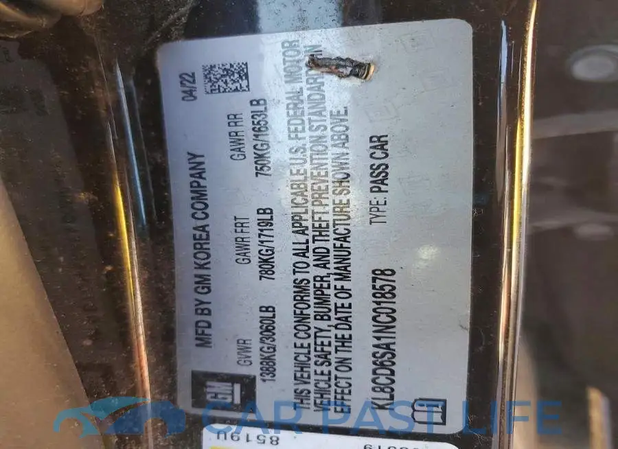 KL8CD6SA1NC018578# 12