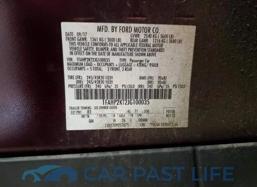 1FAHP2KT2JG100035# 12