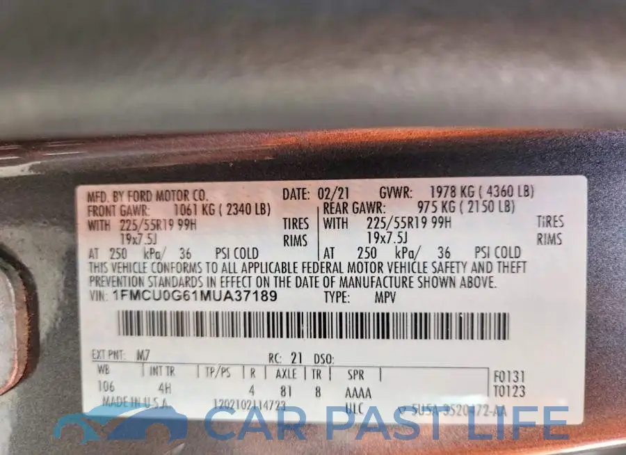 1FMCU0G61MUA37189# 13