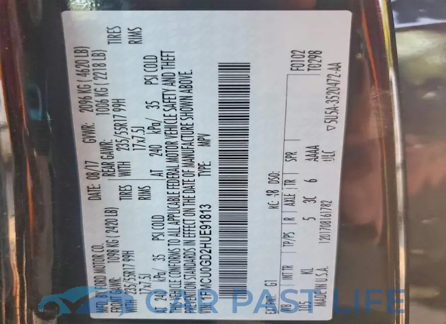 1FMCU0GD2HUE91813# 13