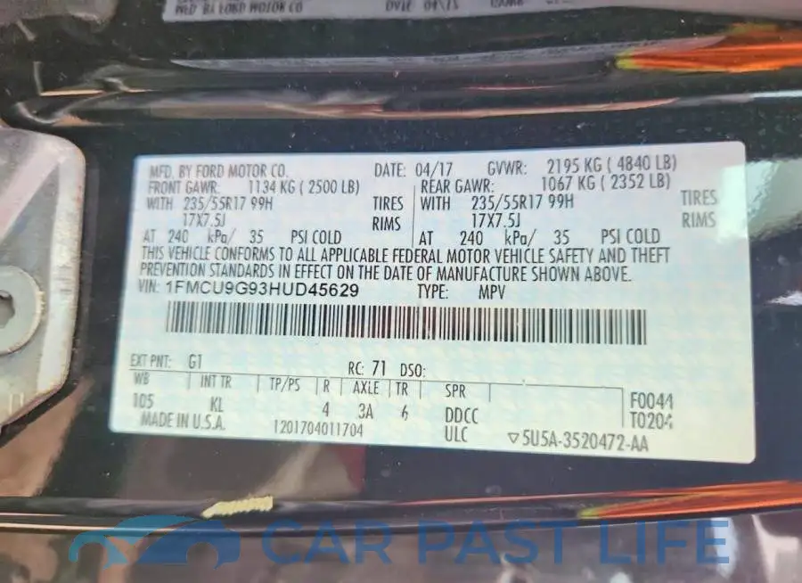 1FMCU9G93HUD45629# 13
