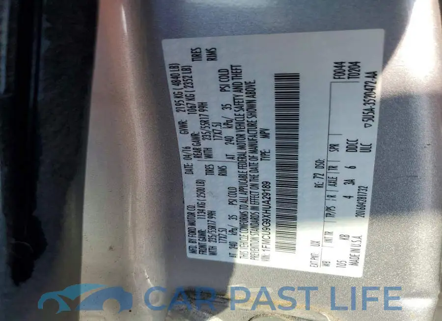 1FMCU9G9XHUA29189# 13