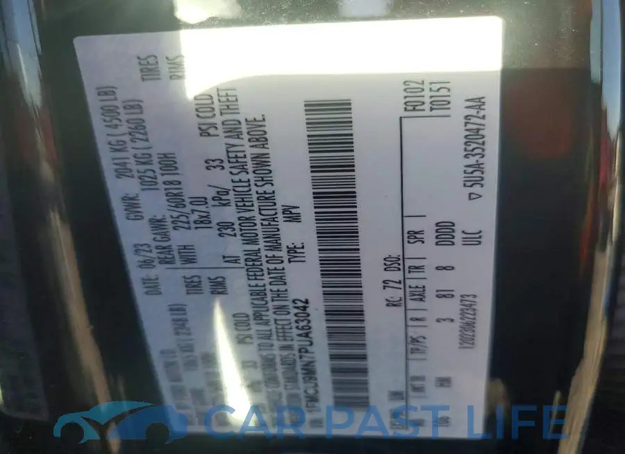 1FMCU9MN7PUA63042# 13