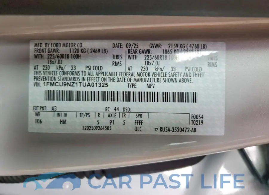 1FMCU9NZ1TUA01325# 13