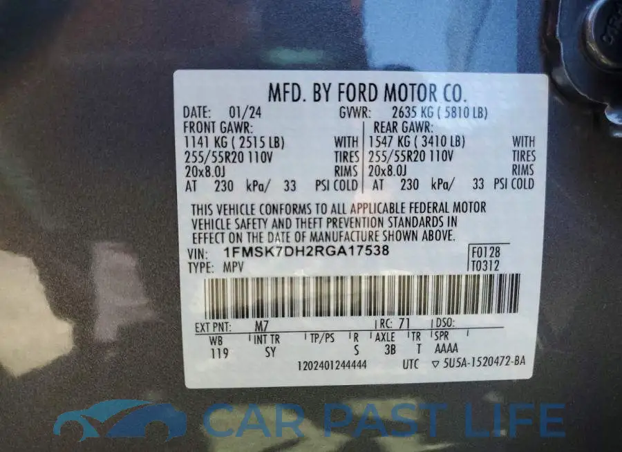 1FMSK7DH2RGA17538# 13