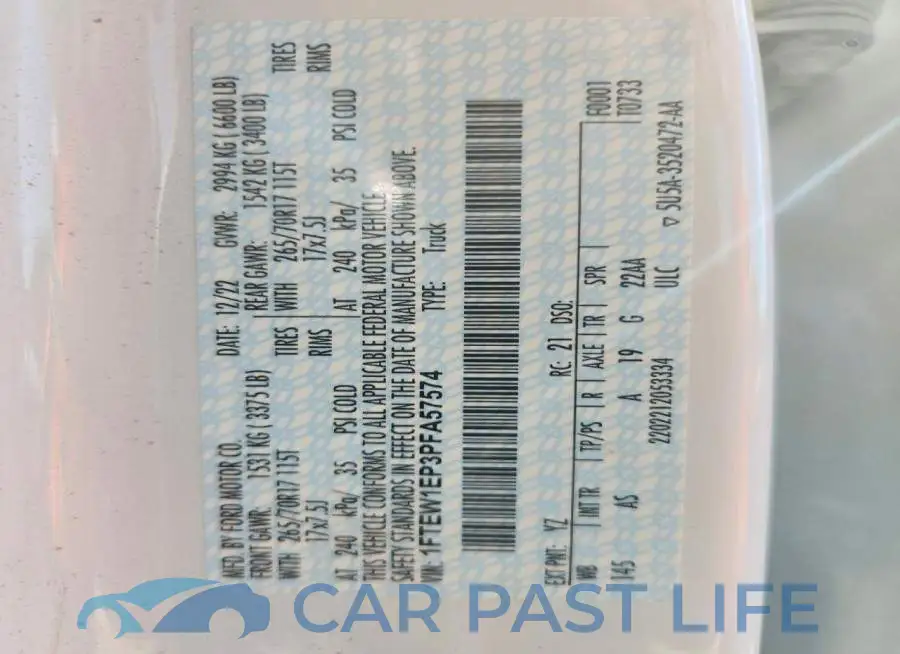 1FTEW1EP3PFA57574# 12