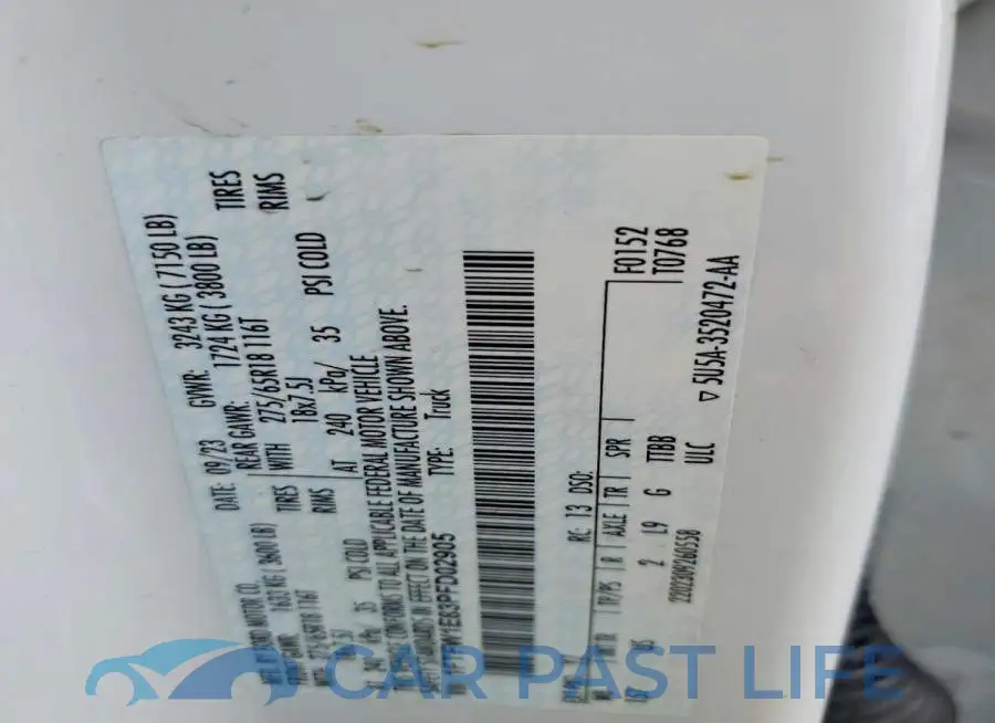 1FTFW1E83PFD02905# 12